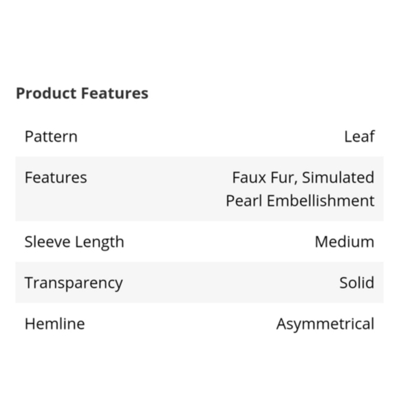 PASSAGE ✦ Ivory Diamond Faux Fur Poncho ✦ Pearl Beads Embossed Leaf Print OS - Picture 8 of 11